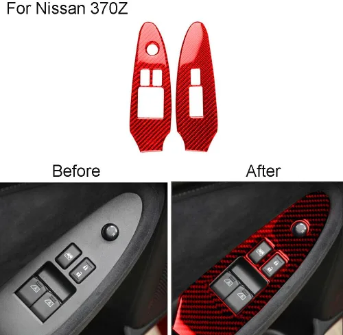 Vista 3 de Coche 12 piezas de fibra de carbono rojo completo interior conjunto cubierta Trim Strip para Nissan 370Z 2009-2020