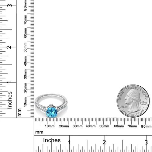 Vista 6 de Gem Stone King Anillo de compromiso de plata de ley 925 con piedra natal de 0.276 in y zafiro blanco creado Anillo de compromiso de boda