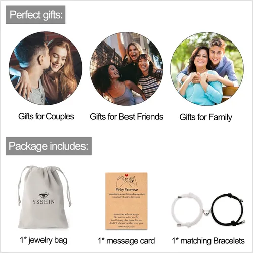 Vista 6 de YSSHIN Pulsera magnética de promesa para parejas, pulseras para parejas, amistad, pareja, pulseras a juego para parejas, mejores amigos