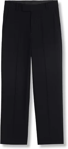 Vista 11 de Calvin Klein Pantalón de vestir bi-stretch de frente lisa para niño, ajuste recto, con presillas para cinturón y bolsillos delanteros Negro
