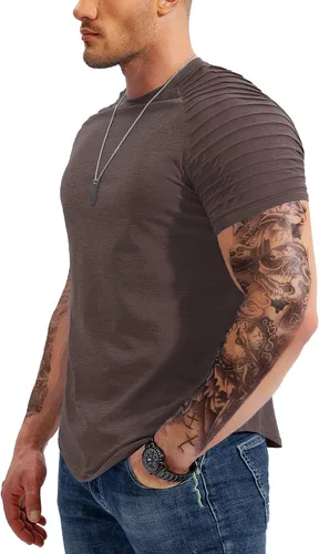 Vista 2 de Pinkbomb Camisetas musculares para hombre, de manga corta, para entrenamiento, gimnasio, ajustadas, para hombre