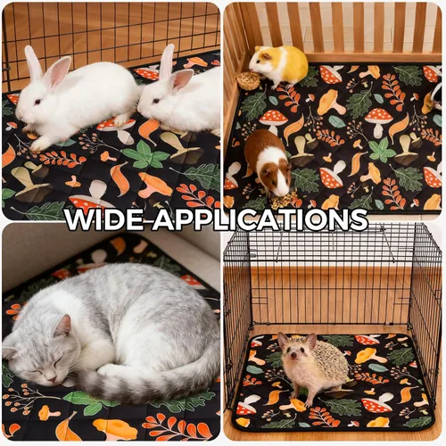 Vista 6 de Homimp 4 almohadillas para orina de conejillo de indias, autocalentables, para mantener el calor, lavables y antideslizantes, camas de animales Negro
