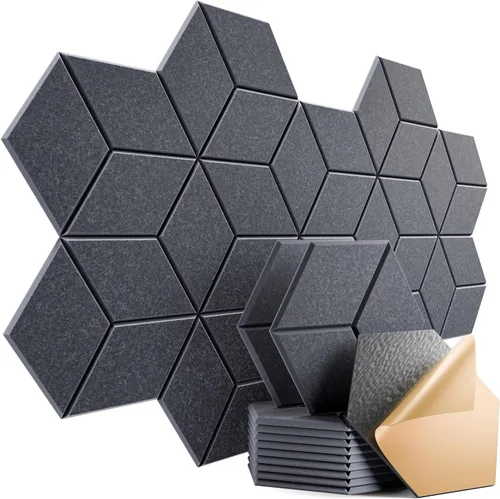 Vista 49 de Paquete de 12 paneles acústicos autoadhesivos de 12 x 10 x 0.4 pulgadas, paneles de espuma a prueba de sonido con alta densidad, elegante diseño