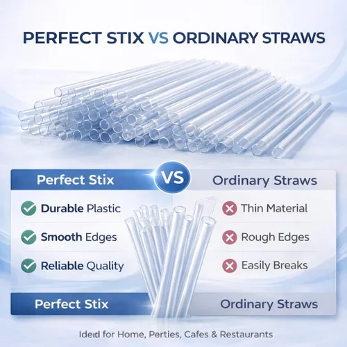 Vista 4 de Perfect Stix Pajitas para beber sin envolver de 7.75 pulgadas, popotes de plástico estándar para refrescos, jugos, batidos y bebidas frías, popotes