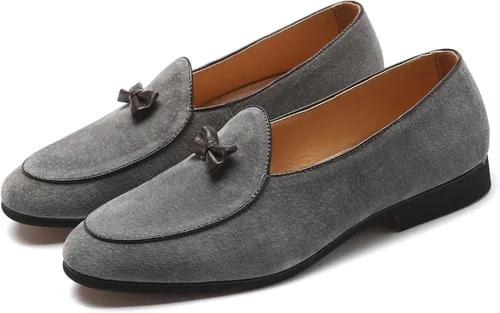 Vista 4 de Mocasines para hombre deslizarse en zapatos de conducción para hombre mocasín de terciopelo fumar zapatilla con lazo