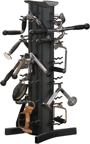 Vista 6 de Body-Solid Vertical Gym Organizer Package with Lat and Curl Bar, Revolving Bars, Tricep Pressdown and Handles, Compact Storage Rack for 20 Handles &