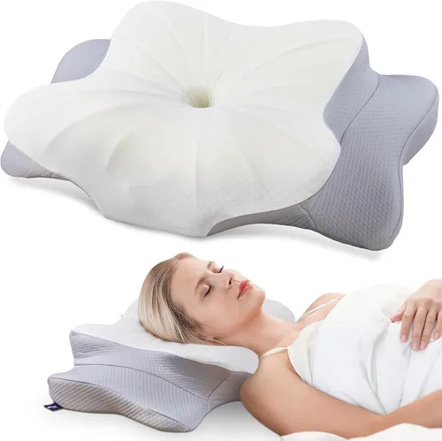 Vista 14 de Almohada cervical para el cuello para aliviar el dolor, almohada cervical con almohadas ergonómicas de espuma viscoelástica con doble altura