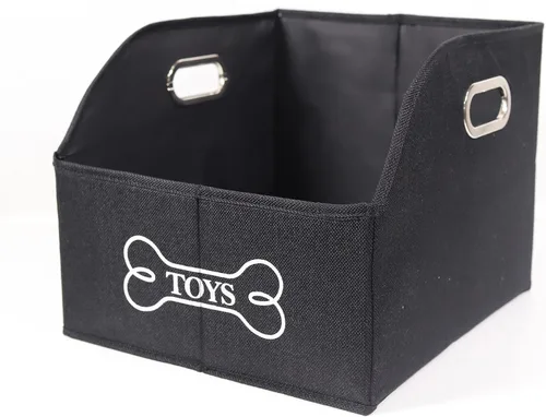 Vista 11 de Geyecete Contenedor de almacenamiento de juguetes para perros con mango de madera, cesta organizadora rectangular decorativa de fieltro suave