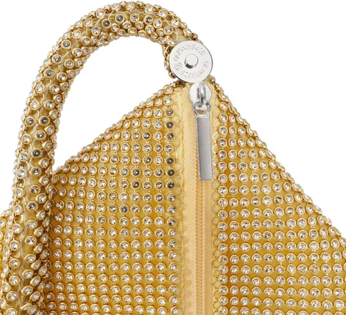 Vista 5 de Bolso de noche para mujer - Tamaño más grande mejorado, clutch de muñeca con diamantes de imitación completos brillantes para fiesta, boda, cita
