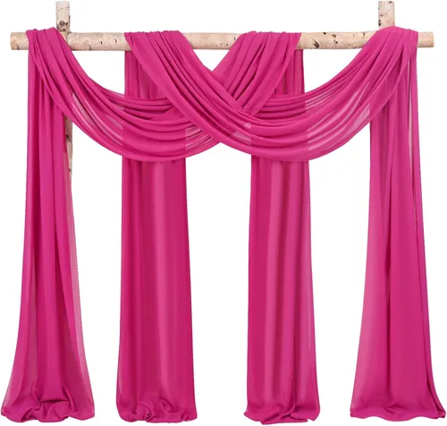 Vista 15 de Tela para Cubrir Arco de Boda, 4 Paneles 71 cm x 6,1 m Telas para Arco de Boda Azul Bebé para Ceremonia, Telas de Gasa para Decoración de Arco