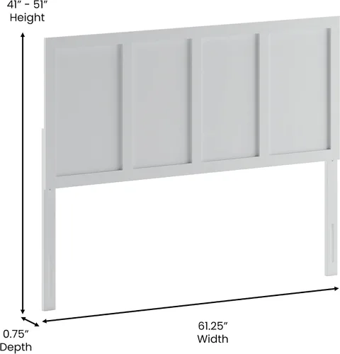 Vista 2 de Flash Furniture Cabecero ajustable de metal Queen, color blanco