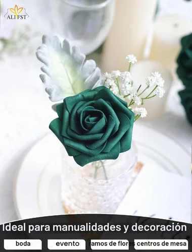 Vista 2 de 25 piezas Flores Artificiales, Rosas de Espuma Artificiales de Tacto Real Decoración Bricolaje para Boda Dama de Honor Ramo Nupcial Centros de Mesa