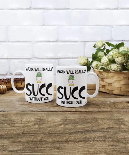 Vista 5 de ODDITEES Taza de café divertida con texto en inglés «Work Will Really Succ Without You», 11 onzas, color blanco