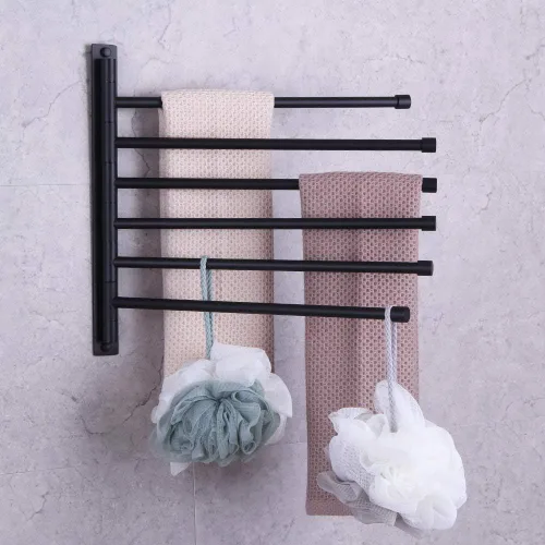 Vista 8 de GERZWY - Toallero de baño con brazo giratorio montado en la pared, con 6 brazos, organizador para toallas, acero inoxidable SUS 304, acabado negro