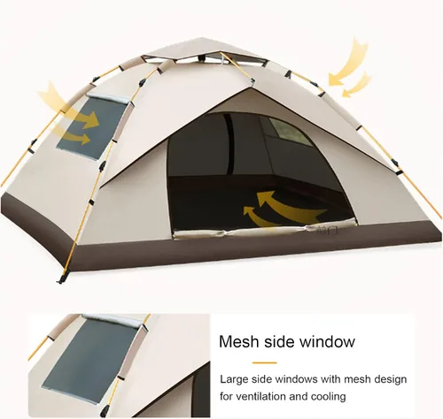 Vista 5 de Generic 2-4 Person Camping Dome Tent, Waterproof Windproof,Portable Tent Bag,Automatic Pop Up Camping Tent with 2 Doors and 2 Mesh