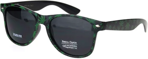 Vista 2 de SA106 Gafas de sol de marihuana para hombre, diseño hipster, con borde de cuerno negro