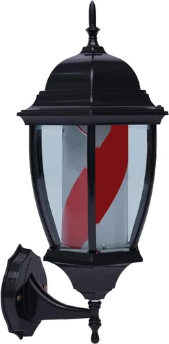 Vista 3 de Barra de peluquería LED brillante globo luz,Peluquería Barbería Señal abierta,Rotación de tiras giratorias rojas, blancas y azules,IP44 impermeable