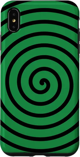 Vista 7 de Carcasa minimalista para iPhone 14 con diseño minimalista en espiral negro sobre verde