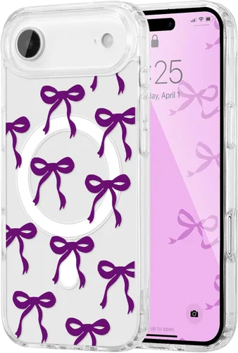 Vista 106 de UEEBAI - Funda magnética para iPhone 11, diseño de lazo, compatible con MagSafe, funda transparente delgada inalámbrica, antiamarilleo, a prueba