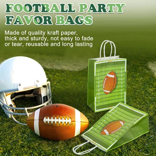 Vista 5 de Fainne 30 bolsas de regalo de fútbol americano con asas de 8.3 x 5.9 x 3.1 pulgadas, bolsa de golosinas de fútbol para aperitivos, dulces, regalos