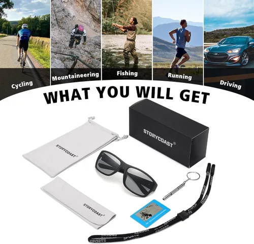 Vista 7 de STORYCOAST Gafas de sol deportivas polarizadas para hombres y mujeres marco irrompible ciclismo pesca conducción
