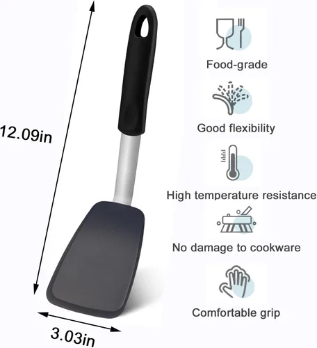 Vista 3 de Pequeña espátula de silicona Turner, herramienta de cocina resistente al