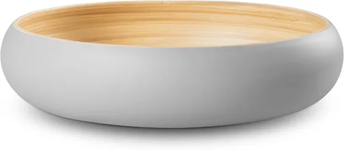 Vista 8 de LEXA Frutero de bambú para encimera de cocina, 12 pulgadas grande y redondo, cuenco de fruta de madera lacada artesanal o cuenco para dulces, cesta