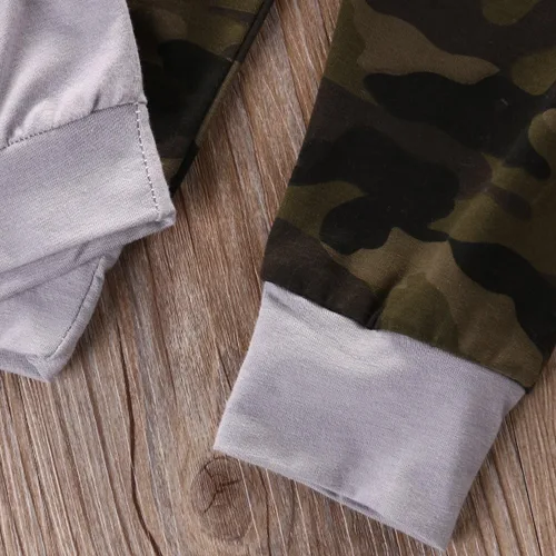 Vista 5 de Conjunto de ropa para bebé niño con capucha para otoño e invierno, pantalones de género neutro de manga larga