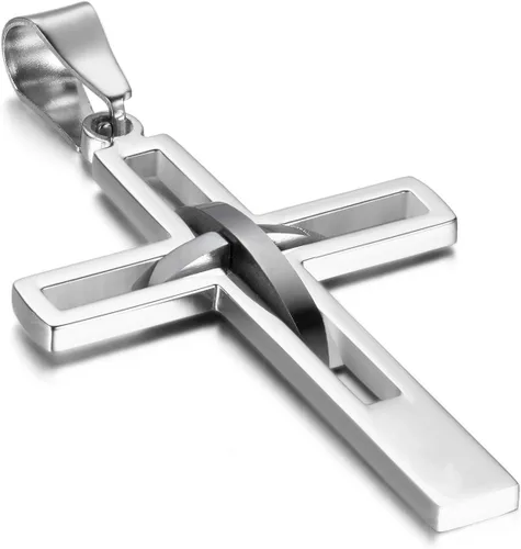 Vista 15 de OIDEA Cross Pendant Necklace for Men Women: High Polish Hollow Openwork Stainless Steel Cross Chain Mens Jewelry Gifts