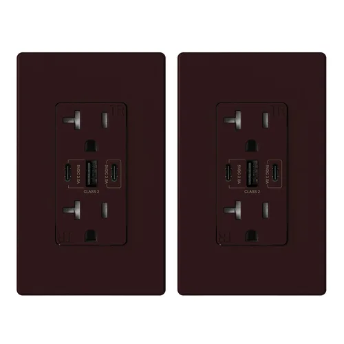 Vista 8 de ELEGRP Tomacorrientes USB, 30 W 6.0 Amp USB C, toma de pared USB de 3 puertos, toma de corriente resistente a manipulaciones de 15 amperios con 2