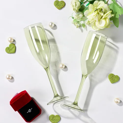 Vista 6 de XUWAIDSGN Copas de vino de plástico reutilizables, 10 unidades, copas de vino de plástico vintage a granel, copas de bar de mimosa, copas de barra