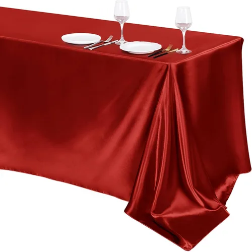 Vista 38 de TURSTIN Paquete de 4 manteles de satén negro de 102 x 58 pulgadas, mantel rectangular de seda brillante, tela suave, decoración de mesa para bodas