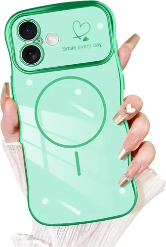 Vista 29 de Fiyart - Funda diseñada para iPhone 16 Pro, marco de onda lindo con forma rizada, corazones de amor chapados para mujeres y niñas, protección