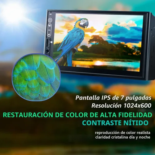 Vista 4 de Estéreo de coche de doble DIN compatible con Apple Carplay inalámbrico, Android Auto, receptor de audio de coche con pantalla táctil de 7 pulgadas