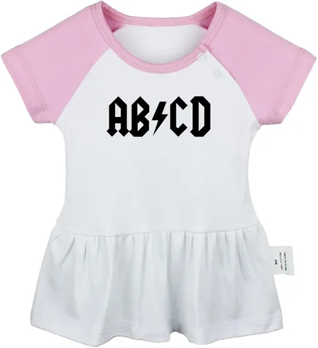Vista 4 de Pack of 2, AB CD & Born to Rock Funny Print Dresses, Newborn Infant Baby Girls Princess Dress, Cute Ruffle