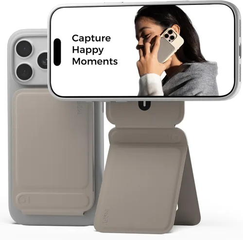 Vista 29 de MOFT Soporte de trípode para teléfono para iPhone, soporte para iPhone multiángulo, soporte para teléfono ligero y portátil, imanes fuertes, cuero