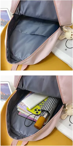 Vista 5 de Mochila kawaii con orejas de conejo con felpa de conejo linda mochila japonesa para la escuela adolescentes y niñas suministros escolares kawaii