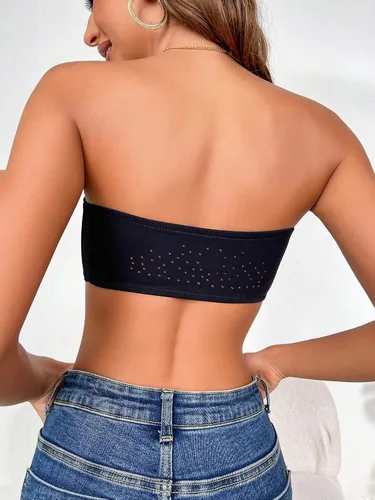 Vista 2 de GORGLITTER Sujetador bandeau sin tirantes con gancho y ojal para mujer