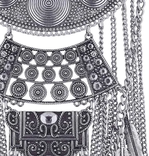 Vista 4 de YAZILIND Collar Collares Colgantes Vintage Maxi Gargantilla Declaración Collier Boho Mujer Joyería, Metal