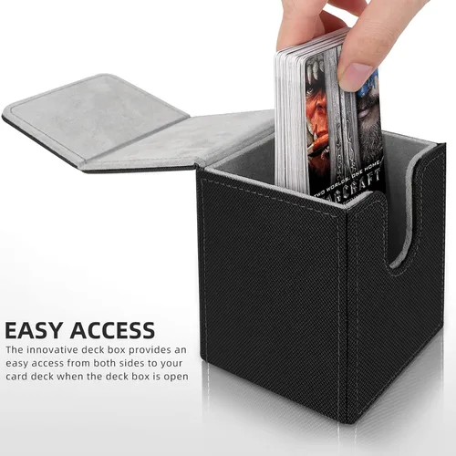 Vista 2 de Mlikero Paquete de 2 cajas de cartas Commander con capacidad para más de 200 tarjetas de una sola funda con 2 divisores, caja magnética de cuero