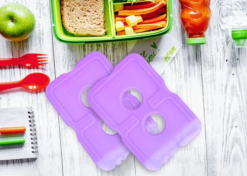 Vista 9 de Healthy Packers Ice Packs for Lunch Boxes, Slim Cooler Ice Packs Morado (paquete de 4)