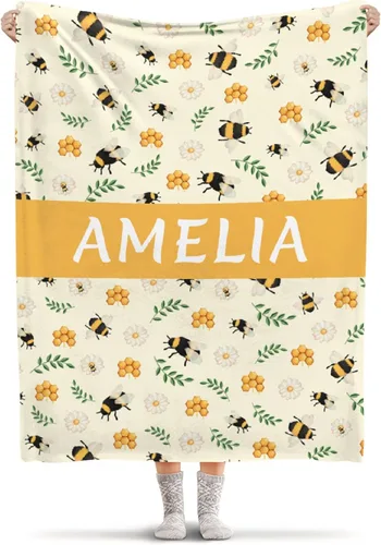 Vista 34 de Manta de franela ligera de abeja, regalos para niñas y mujeres en todas las estaciones, manta para cama, sofá, 30 x 40 pulgadas, para bebé/mascotas