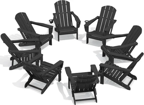 Vista 61 de SERWALL Silla Adirondack plegable ajustable con portavasos reclinable