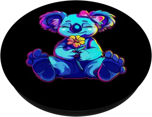 Vista 2 de Streetwear synthwave 80s 90s retro lindo niñas koala y flor PopSockets adhesivo PopGrip