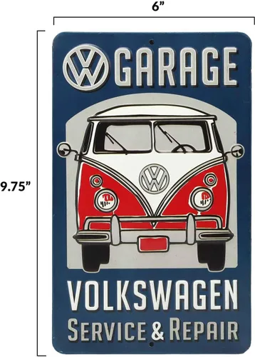 Vista 6 de Letrero de metal para reparación y servicio de garaje Volkswagen - Letrero vintage de Volkswagen para garaje o cueva de hombre