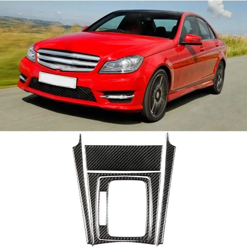Vista 3 de Carbon W204 Coche Cambio De Cambio De Cambios De Fibra De Carbono Panel De Ajuste Para Benz W204 C 07-13 (Impulsión A La Izquierda)