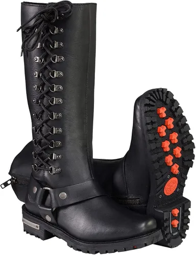 Vista 2 de Botas de piel con arnés y cordones completos, clásicas para mujer de Milwaukee Leather.