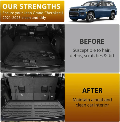 Vista 8 de Powerty Alfombrillas para Jeep Grand Cherokee L 2021-2025 (solo reposabrazos central de 6 plazas sin segunda fila), accesorios de revestimiento