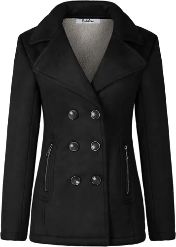 Vista 2 de bodilove elegante y de la mujer Peacoat con forro Sherpa Cálido