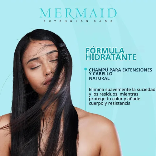 Vista 2 de Champú hidratante para extensiones de cabello, 16 Fórmula nutritiva ultra suave sin aceite hidrata, limpia y fortalece las tramas, cinta adhesiva
